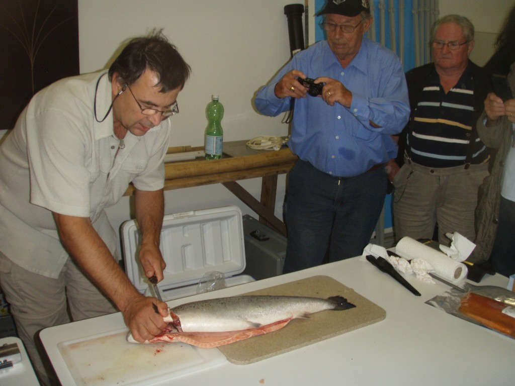 Rolf Galliard demonstriert perfektes Filetieren von Lachsen und Forellen